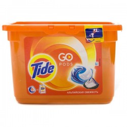 Гель для стирки белья, Tide (Тайд) 25 г 15 шт Гоу Подс Альпийская Свежесть автомат в растворимых пакетах