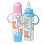 Бутылочка для кормления, Курносики 250 мл арт. 11005/1104 с ручками и силиконовой соской